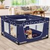 Puppy Playpen, 43.3x43.3 Inch Large Dog Play Pen for Small Pets Cats with Zipper Gate Dog Fence, Thickened Oxford Fabric Dog Playpen Indoor & Outdoor - Thumbnail 1