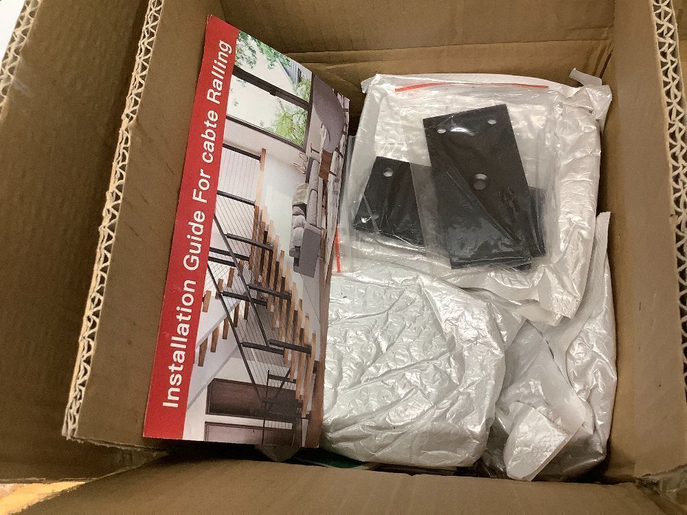 Rayzi 42" 2Pack Cable Railing Post (Post 41"x2"x2"), Stainless Steel Level Line Post Handrail Post with 100ft 1/8 Stainless Steel Cable and Wire Pliers DIY Kit (No Handrail), Black - Image 3 - Lot 8638