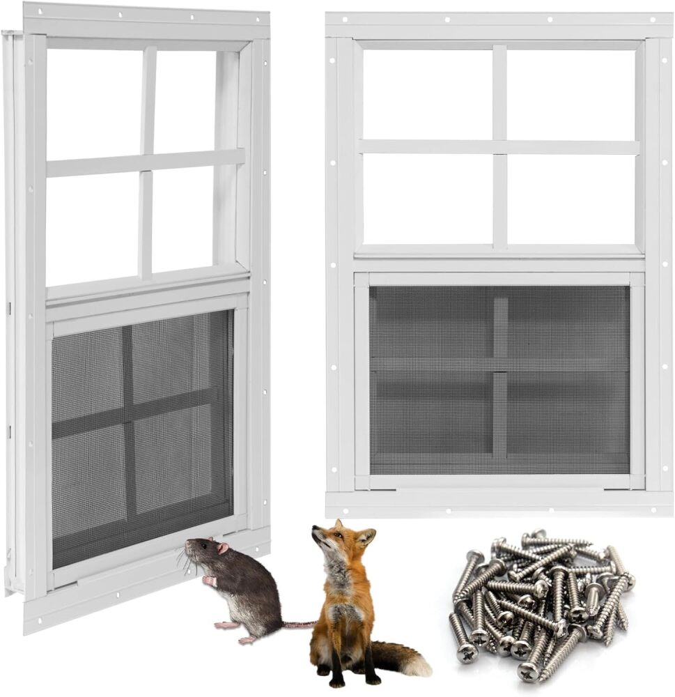 NeatiEase Upgraded Shed Windows 2 Pack, 12" x 18" Windows with Tempered Glass and Stainless Steel Screen for Shed, Chicken Coop, Playhouse, Household, Garage(White) - Image 1 - Lot 8645