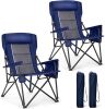 ALPHA CAMP Oversized Folding Camping Chairs High Backrest Heavy Duty Lawn Chairs for Adults Support 500 LBS Portable Camp Chairs with Cup Holders Large Side Pocket Outdoor Chair 2 Pack - Thumbnail 1