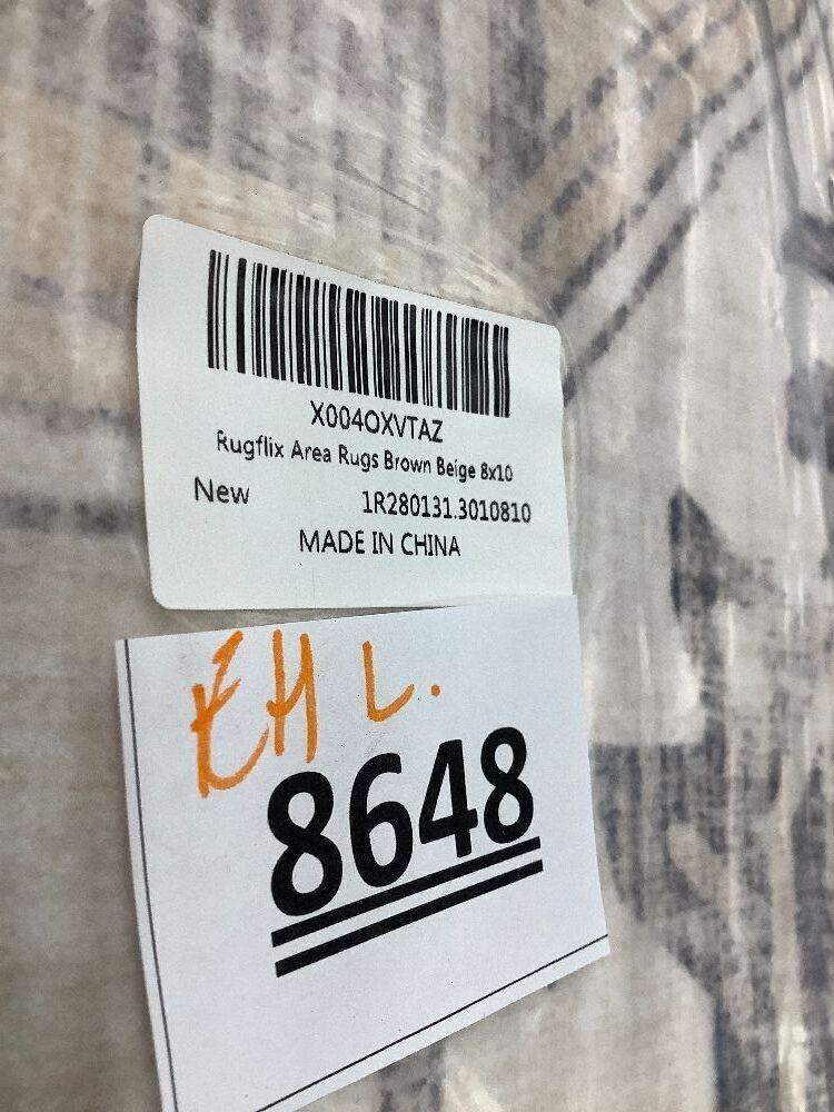 Rugflix 8x10 Area Rug for Living Room, Machine Washable Area Rugs with Non-Slip Backing, Large Soft Boho Vintage Rug for Bedroom, Dining Room, Low Pile Carpet, Kids Pet Friendly, Brown Beige - Image 3 - Lot 8648