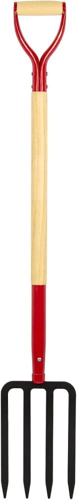 Heavy Duty Garden Fork for Digging, 4 Tines Pitch Fork for Gardening Compost, Garden Pitch Fork with Wooden Handle, 45 Inches - Image 1 - Lot 8650