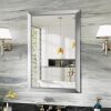 Briivue 24x36 Inch Brushed Nickel Bathroom Mirror for Wall, Thick Metal Framed Rectangle Mirrors for Over Sink, Bedroom, Living Room, Entryway, Anti-Rust, HD Tempered Glass - Thumbnail 1