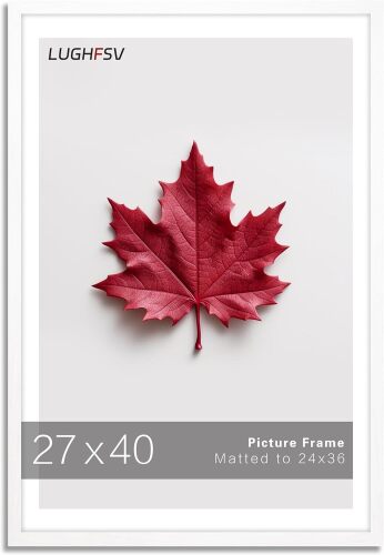 LUGHFSV 27x40 Large Picture Frame for Wall, Vertical or Horizontal Wall Hanging Large Poster Frame for Photo and Posters, Poster Frame 24x36 with Mat 27x40 Without Mat - Lot 8663