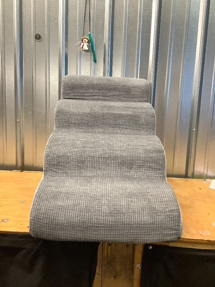 4-Step Dog Ramp for Bed, Grey Foam Pet Stairs with Waterproof Cover and Non-Slip Bottom for Small Dogs, Medium Dogs, and Large Cats - Image 2 - Lot 8665