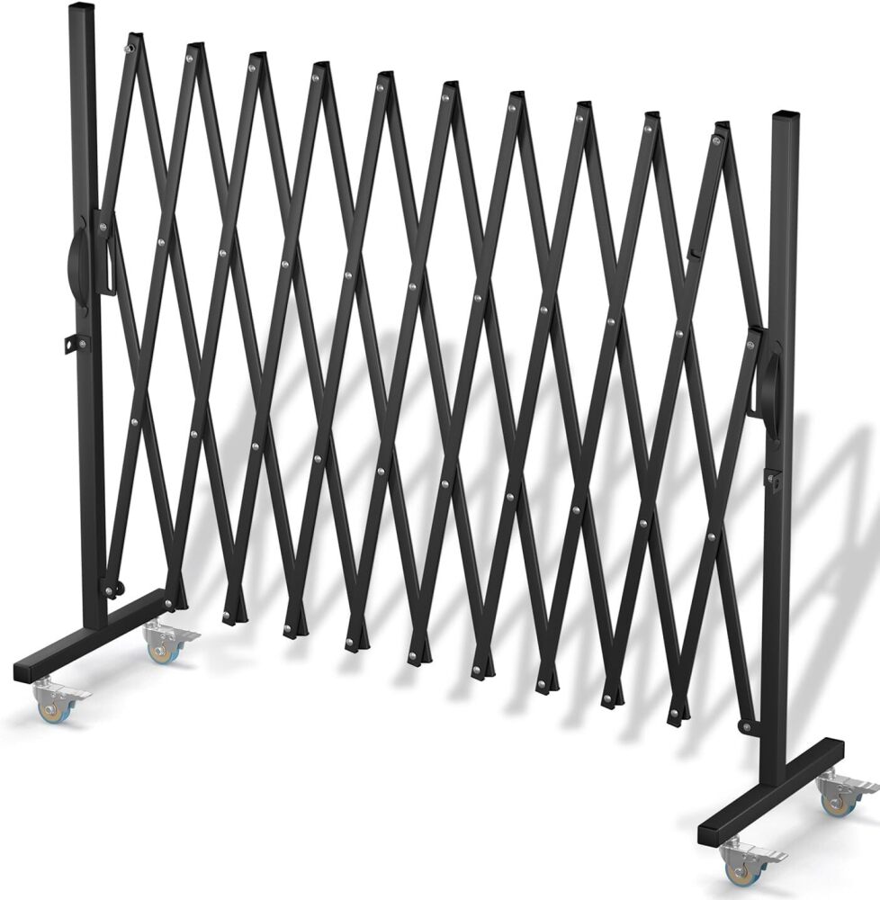 Expandable Barricade Gate,Accordion Garden Yard Outdoor Indoor Portable Folding Security Dog Fence Gates Wall Mount,129” Adjustable Metal Safety Barrier Gate with Casters,Black - Image 1 - Lot 8668