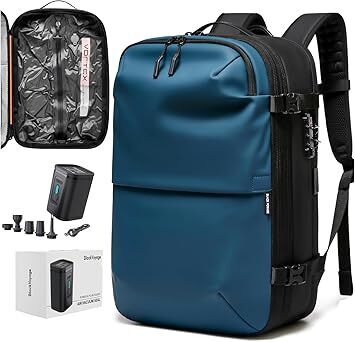 Vortex Vacuum Seal Travel Backpack 60L Expandable Air Compression System Water Resistant TSA Lock Carry-On Suitcase Luggage Blue AERO - Vacuum Pump Included - Image 1 - Lot 8673