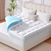 King Memory Foam Mattress Topper, 4 Inch Dual Layer Mattress Pad with Pillow Top Mattress Topper King Size Bed Cover, Support for Back Pain (White) - Thumbnail 1