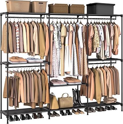 Clothes Rack, Portable Closet, 80.7 Inch Extra Large Capacity Wardrobe Closet, Clothes Storage Organizer with Shelves - Lot 8510