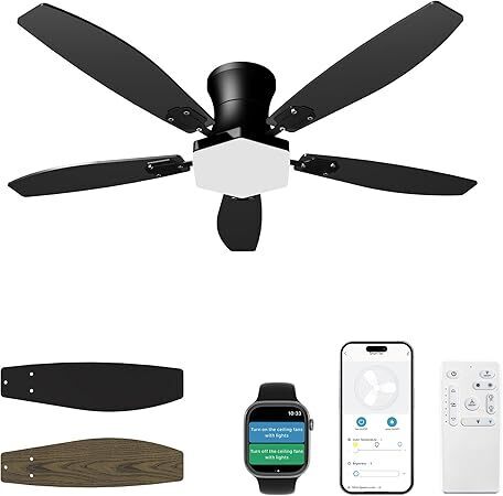 Ceiling Fan with Lights and Remote Control,42 Inch Low Profile Flush Mount - Lot 8520