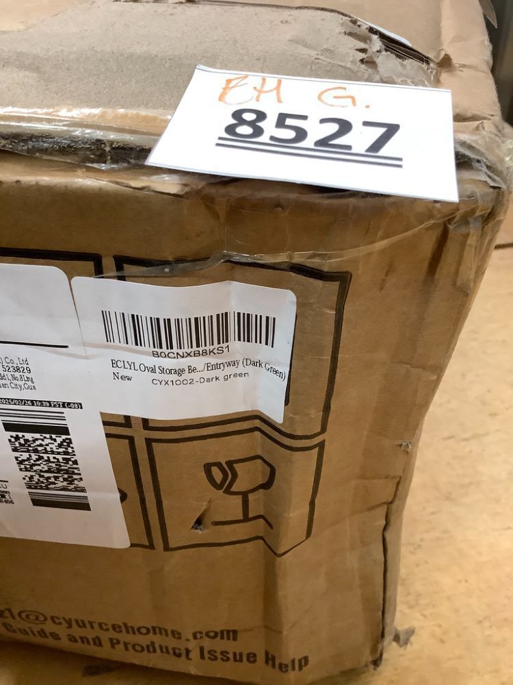 Oval Storage Bench 43.5" Linen Fabric Upholstered Entryway Bench with Solid Wood Legs Ottoman Bench Indoor Bench for Living Room/Bedroom/End of Bed/Entryway (Dark Green) - Image 4 - Lot 8527