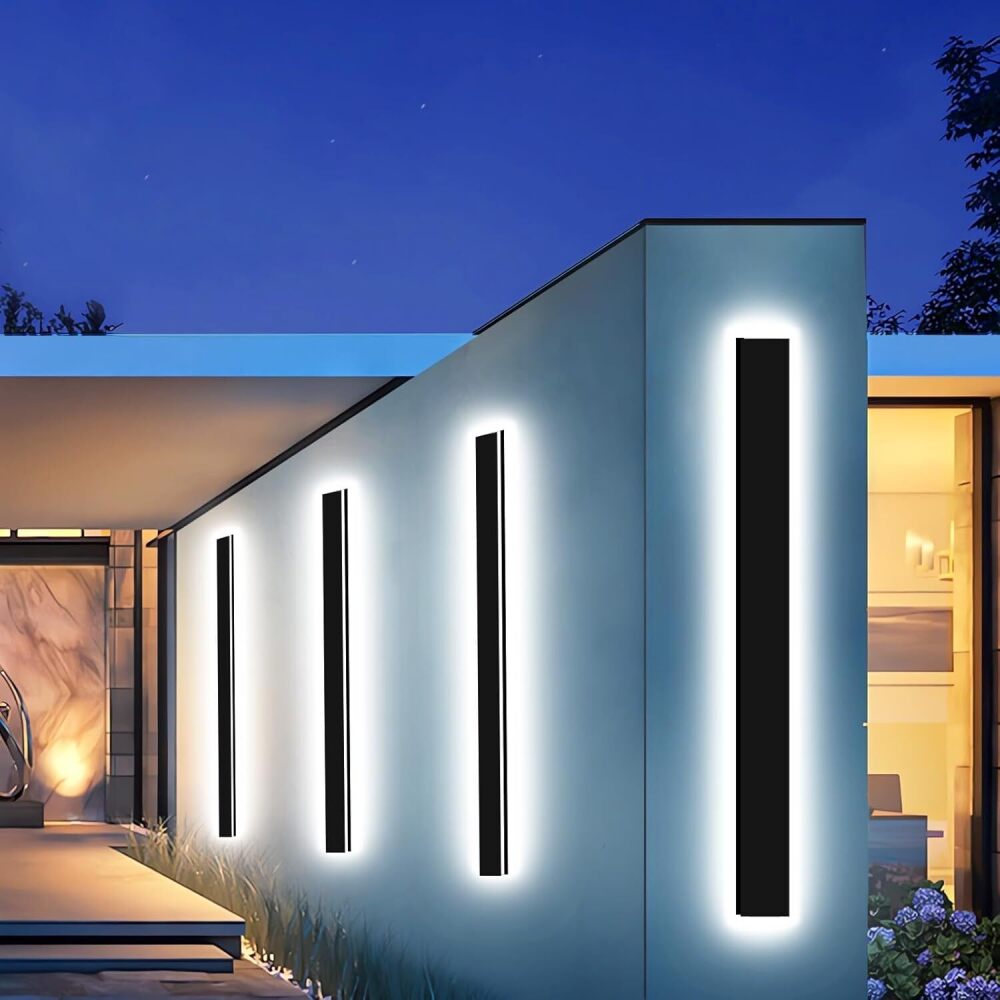 ENMLN 2pcs 47in Exterior Wall Lights,4.33in Wide Dimmable Modern Outdoor Wall Lights for Garage and Front Door,Linear Outdoor Wall Sconce IP65 Waterproof,Black LED Outdoor Long Light Fixture - Image 1 - Lot 8536