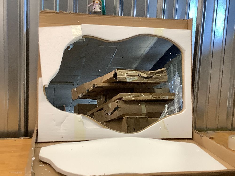 BOMINICA Irregular Wall Mirror Asymmetrical Mirror, Decorative Wall Mirror Golden Wood Framed, Wall Mounted Mirror for Bathroom Living Room Entryway Bedroom Hallway - Image 2 - Lot 8537