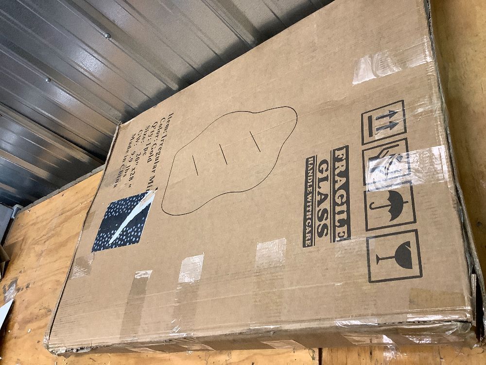 BOMINICA Irregular Wall Mirror Asymmetrical Mirror, Decorative Wall Mirror Golden Wood Framed, Wall Mounted Mirror for Bathroom Living Room Entryway Bedroom Hallway - Image 3 - Lot 8537