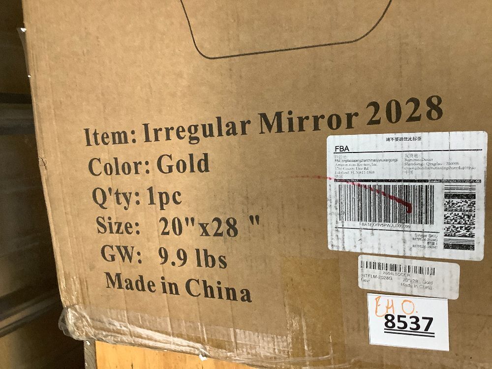 BOMINICA Irregular Wall Mirror Asymmetrical Mirror, Decorative Wall Mirror Golden Wood Framed, Wall Mounted Mirror for Bathroom Living Room Entryway Bedroom Hallway - Image 5 - Lot 8537