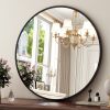 30 Inch Round Mirror - Circle Mirrors for Bathroom, Entryway and Living Room Wall Decor, Modern Hanging Vanity Mirror, Matte Black Circle Decorative Wall Mirror - Thumbnail 1