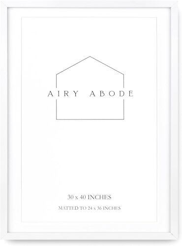 Premium White Wood Picture Frame 30x40 Matted to 24x36 - Pick Your Size and Color - Lot 8541