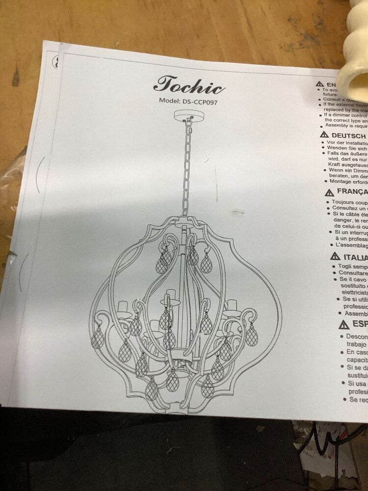 TOCHIC 5 Lights Farmhouse Chandelier, Rustic Orb Chandeliers for Dining Room, Black Crystal Chandelier Light Fixture for Living Room, Bedreoom, Hallway, Nickel, D 27" - Image 3 - Lot 8542