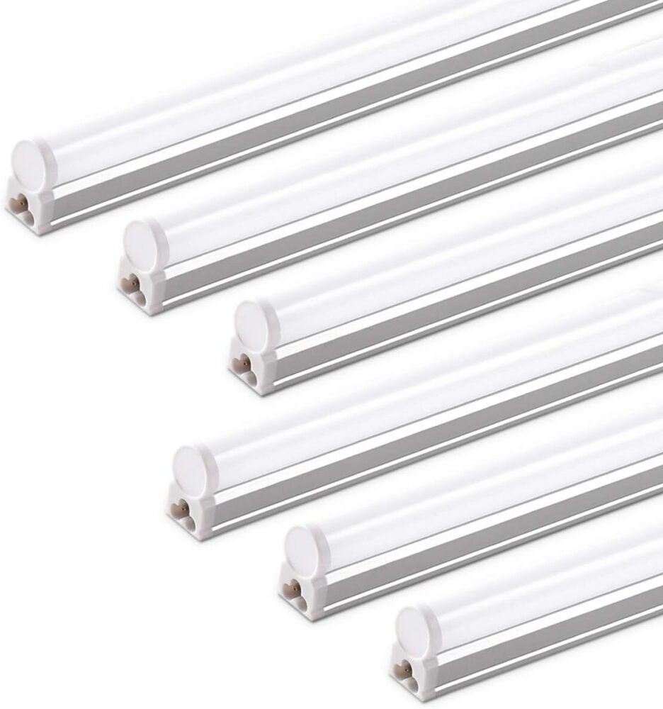 Barrina (6 Pack LED T5 Integrated Single Fixture, 4FT, 2200lm, 6500K Super Bright White, 20W Utility LED Shop Light, Ceiling and Under Cabinet Light, Corded Electric with ON/Off Switch, ETL Listed - Image 1 - Lot 8548