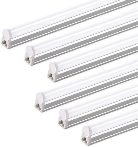 Barrina (6 Pack LED T5 Integrated Single Fixture, 4FT, 2200lm, 6500K Super Bright White, 20W Utility LED Shop Light, Ceiling and Under Cabinet Light, Corded Electric with ON/Off Switch, ETL Listed - Lot 8548