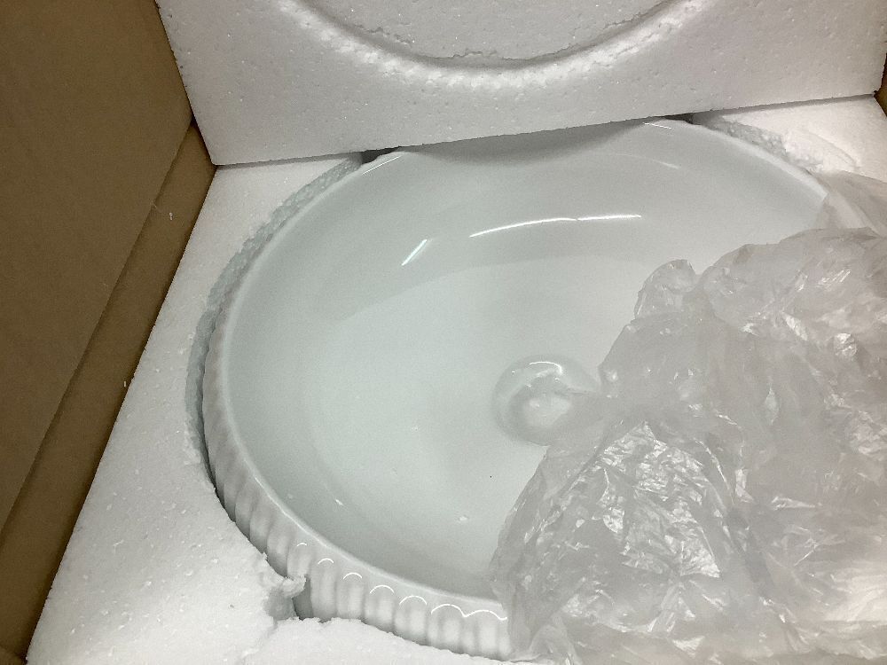 Bathroom Vessel Sink above Counter, Bowl Sinks for Bathroom, Countertop White Bathroom Sink 16.4" for Cabinet Lavatory Vanity Porcelain Ceramic - Image 2 - Lot 8559