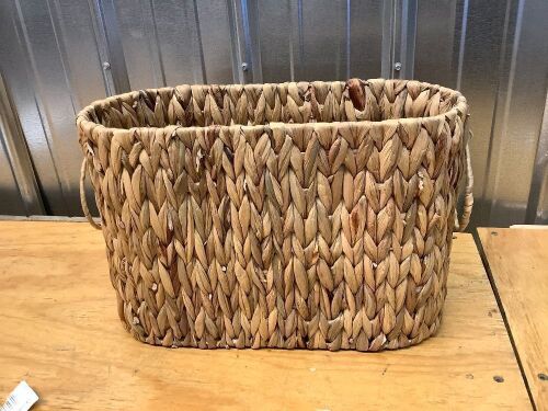 Toilet Paper Storage Basket for Narrow Bathroom RV, Water Hyacinth Large Woven Paper Roll Storage Organizer for 9 Mega Rolls, Free Standing Next to Toilet Storage Slim - Lot 8561