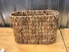 Toilet Paper Storage Basket for Narrow Bathroom RV, Water Hyacinth Large Woven Paper Roll Storage Organizer for 9 Mega Rolls, Free Standing Next to Toilet Storage Slim - Thumbnail 1