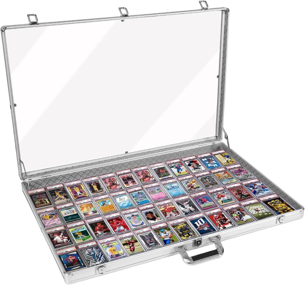 34"x22" Aluminum Sports Card Display Case for Baseball MTG Collectible Cards, XL Large Table Top Trade Show Display Case with Lock for Graded Cards Jewelry Craft Collectibles - Image 1 - Lot 8562