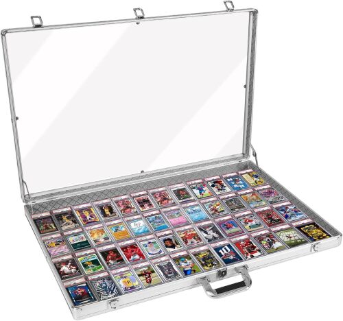 34"x22" Aluminum Sports Card Display Case for Baseball MTG Collectible Cards, XL Large Table Top Trade Show Display Case with Lock for Graded Cards Jewelry Craft Collectibles - Lot 8562