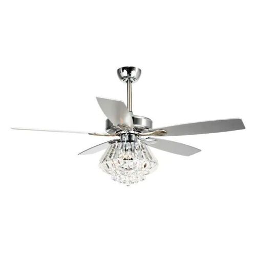 Parrot Uncle 52-in Chrome LED Indoor 5-Blade Ceiling Fan with Remote - Lot 123