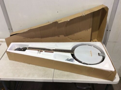 5 String Sapele & Metal Resonator Banjo with 24 Brackets Closed Back - Neck is Loose, May Need Repaired - Lot 341