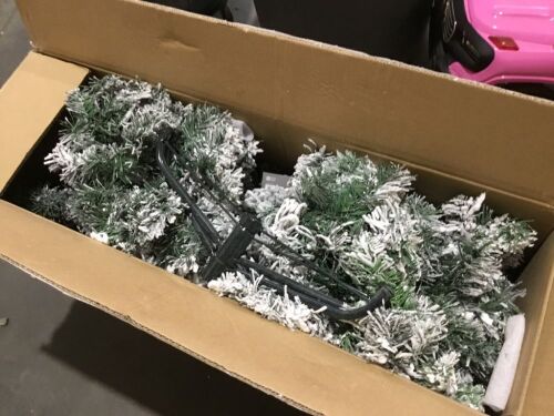 4.5ft Pre-Lit Flocked Artificial Christmas Tree w/ 200 Warm White Lights - Lot 433
