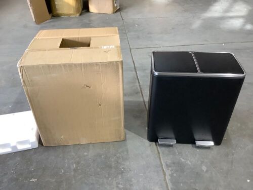 16 Gallon Dual Compartment Kitchen Garbage Can Stainless Steel  - Lot 512