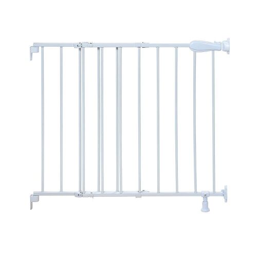 Summer Top of Stairs Simple to Secure Metal Gate, White, 29-42 Inch Wide - Lot 553