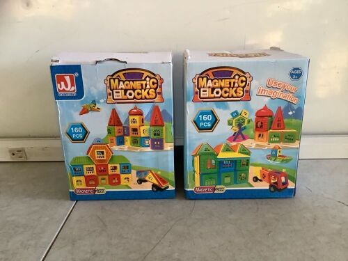 Lot of (2) Magnetic Blocks Sets, 160 pcs  - Lot 592