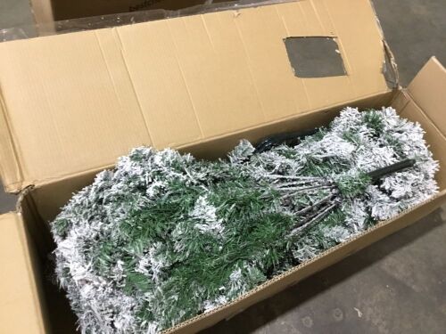 6' Pre-Lit Snow Flocked Artificial Pine Christmas Tree w/ Warm White Lights - Lot 621