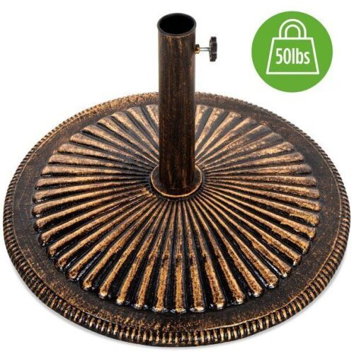 50lb Round Heavy-Duty Cast Iron Rustic Patio Umbrella Base Stand - Lot 795