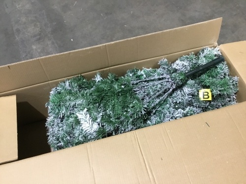 6' Premium Snow Flocked Artificial Pine Christmas Tree w/ Foldable Metal Base  - Lot 844