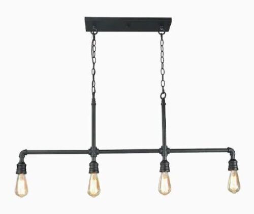 4-Light Farmhouse Industrial Black Chandelier  - Lot 860