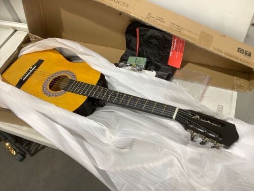 Beginner Acoustic Guitar Set w/ Case, Strap, Digital Tuner, Strings, 38in - Lot 866