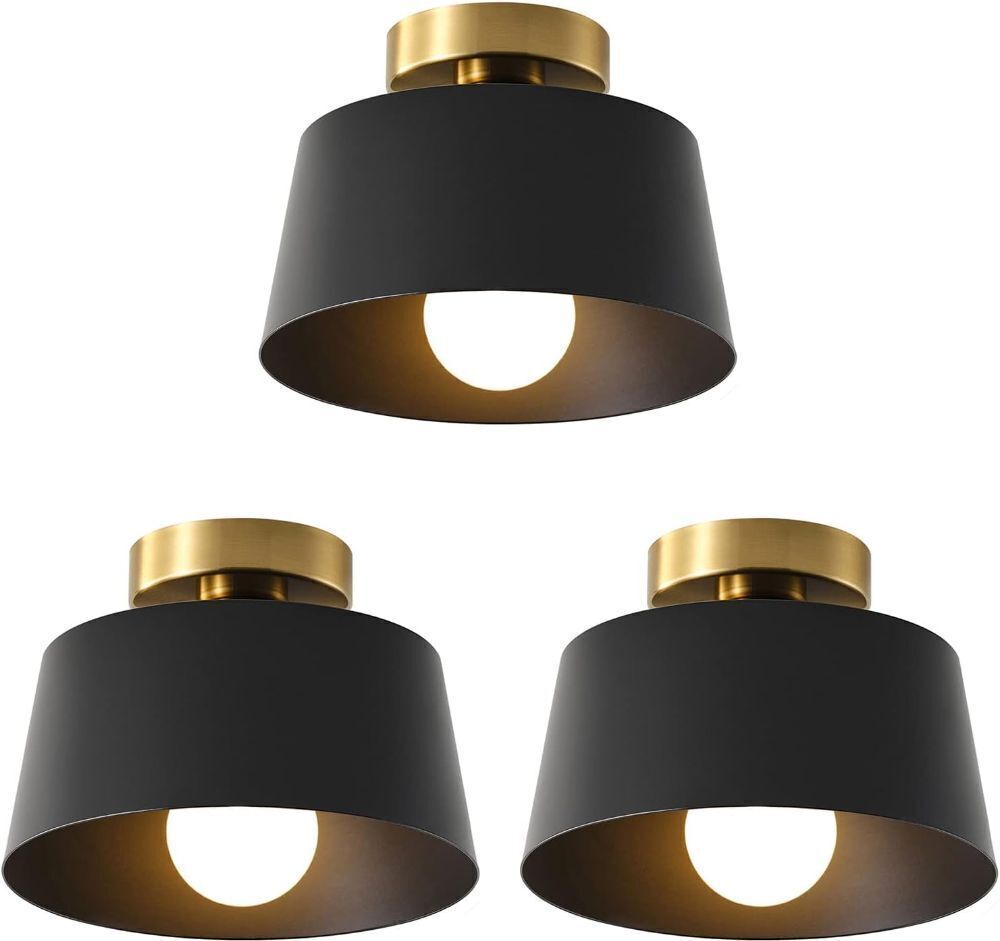 Ceiling Light with Gold Plate and Matte Black Shade, 3 Pack - Image 1 - Lot 438