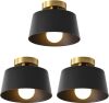 Ceiling Light with Gold Plate and Matte Black Shade, 3 Pack - Thumbnail 1