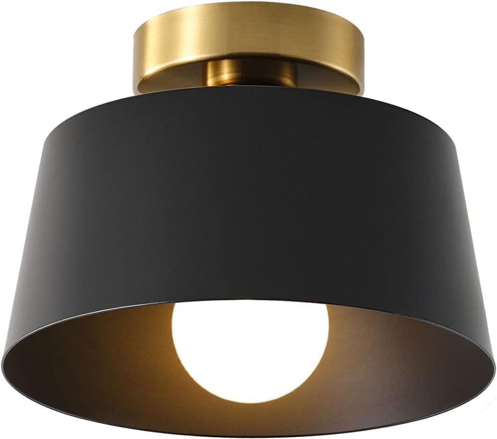 Ceiling Light with Gold Plate and Matte Black Shade - Image 1 - Lot 439