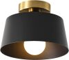 Ceiling Light with Gold Plate and Matte Black Shade - Thumbnail 1