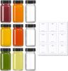 9 Pack 2 oz Glass Shot Bottles w/ Black Lids & Labels - Thumbnail 1
