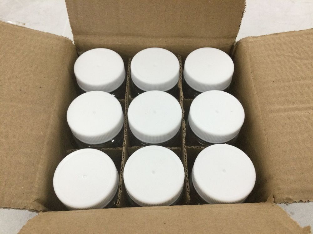 9 Pack 2 oz Glass Shot Bottles w/ Black Lids & Labels - Image 4 - Lot 442