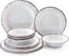 LEHAHA Vintage White Melamine Dinnerware Set, 12 Piece - Thumbnail 1