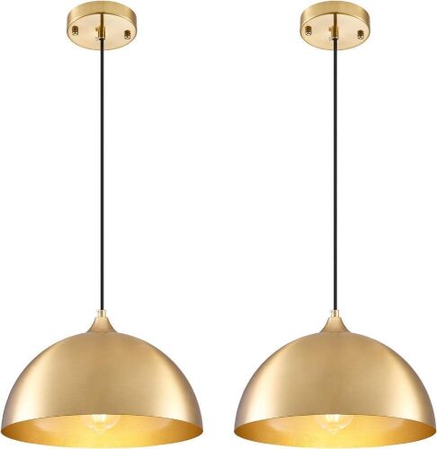 SESIMENT Gold-Electroplated Industrial Pendant Light 11.8inches, 2 Pack - Lot 504