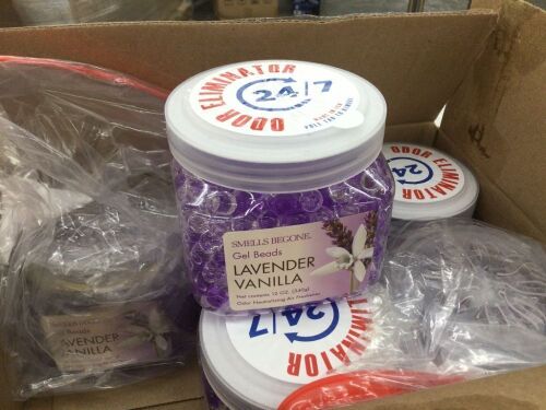 Lot of (6) Smells Begone Lavender Vanilla Scent Odor Absorber 12 oz. Gel Beads - Lot 524