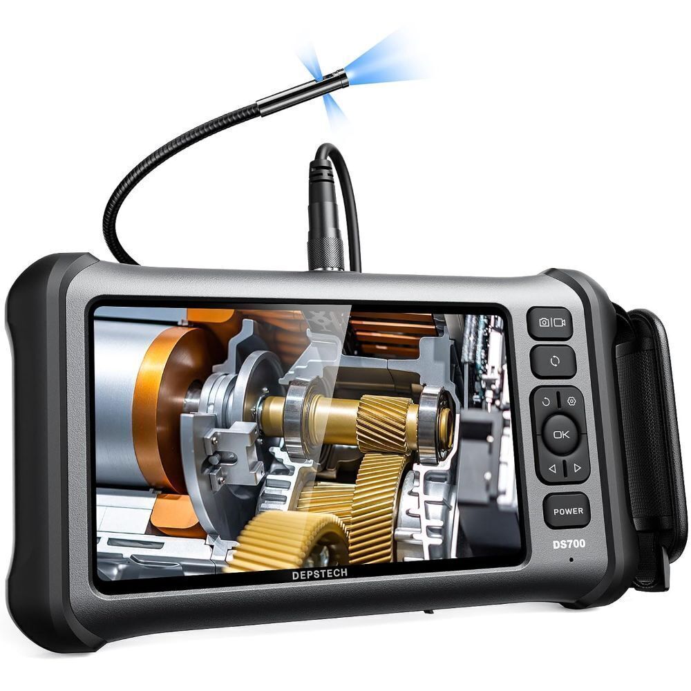 DEPSTECH 7'' IPS Endoscope Camera with Lights, 1080P Triple-Lens, IP67 Waterproof Snake Cable, 180° Rotation View - Image 1 - Lot 259